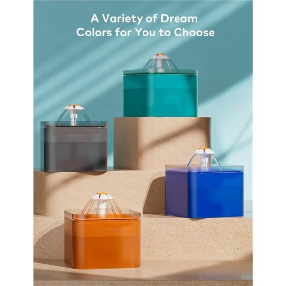 Cat Water Fountain, Ultra Silent Cat Fountain 67oz/2L, with LED Light - Picture 3 of 6